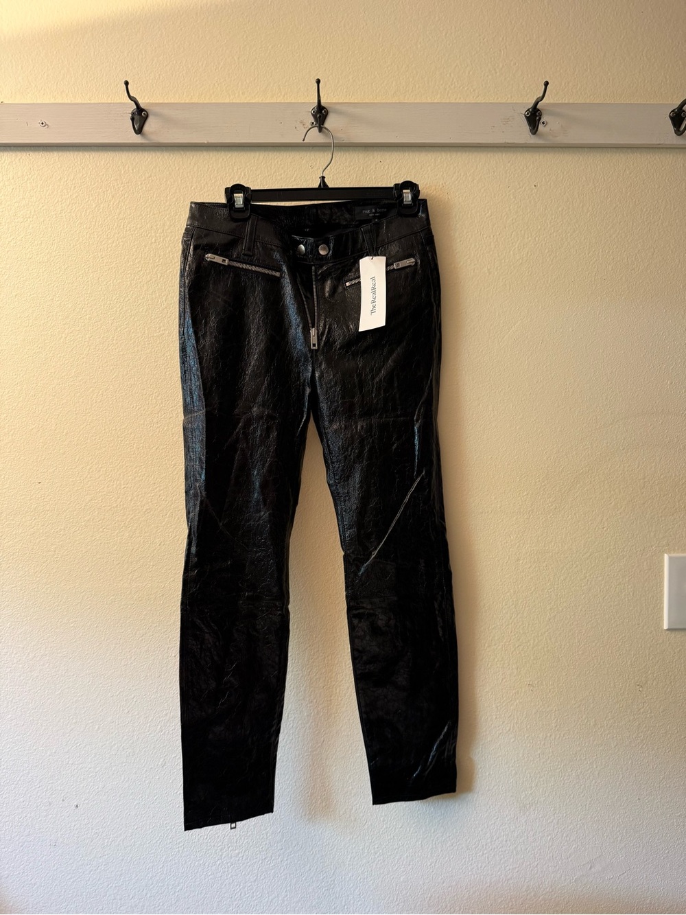 rag & bone Black Faux-Leather Skinny Jeans